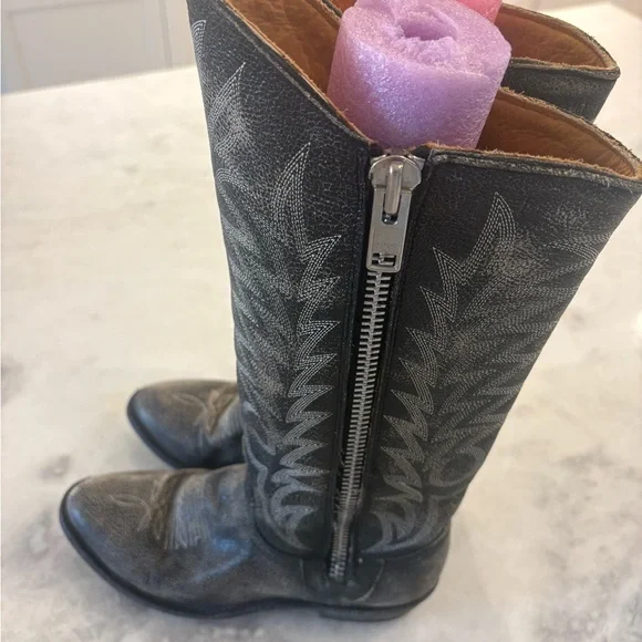 Old Gringo Distressed Black Western Zip Boots Size 7 - Picture 5 of 12